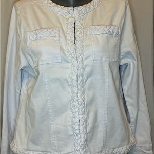 Women's White Denim Braided trim Jacket